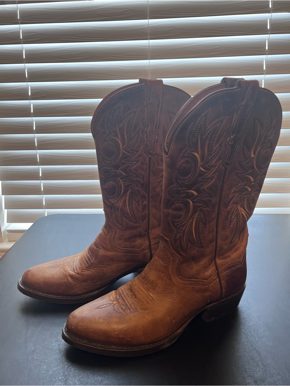Dan Post Brown Embroidered Leather Cowboy Boots